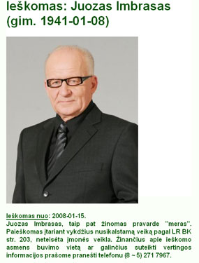 Policija „ieško” Juozo Imbraso