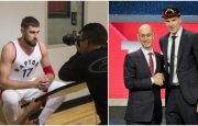 Jonas Valančiūnas ir Jakobas Poeltlas (AP nuotr.)