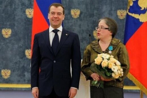 One of the members of Centre for Research and Defense of Fundamental Rights, teacher Ela Kanaite, received the award from Russian president Dmitry Medvedev in 2012. PHOTO State Security Department