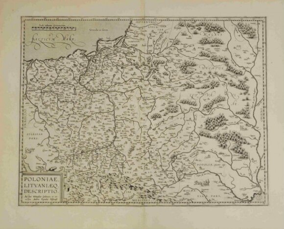 Lenkijos Karalystės ir Lietuvos Didžiosios Kunigaikštystės žemėlapis, 1595 m. (Valdovų rūmų muziejaus nuotr.)