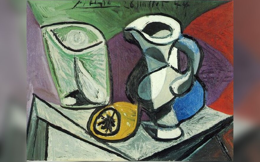 Pablo Picasso paveikslas "Stiklinė ir ąsotis" 