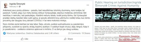 Kairėje - originali I. Šimonytės žinutė, dešinėje - 20min.lt paskelbta šios žinutės versija