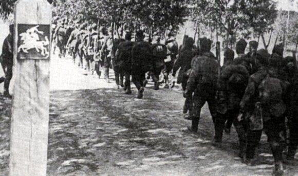 Soviet soldiers occupied Lithuania in 1940.