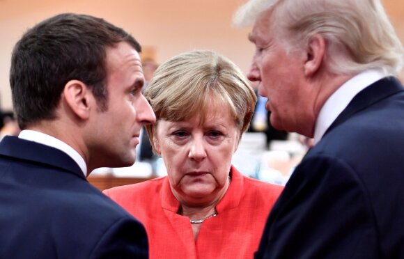 Emmanuel Macron, Angela Merkel, Donald Trump