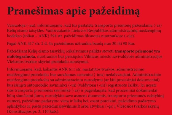 Leaflet left by E. Krikščiūnas behind the car's windshield wiper