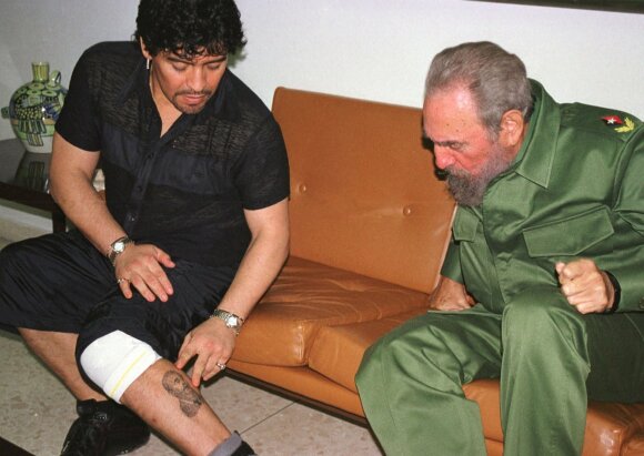 Diego Maradona (left), Fidel Castro