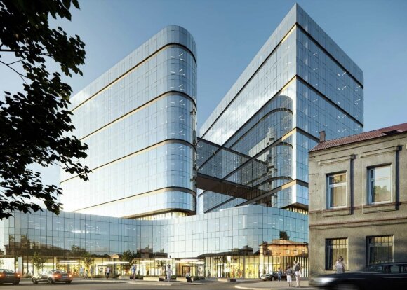 The appearance of the new business center Kalvarijų str.  A new public space will be installed.