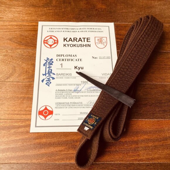 Karate belt and diploma