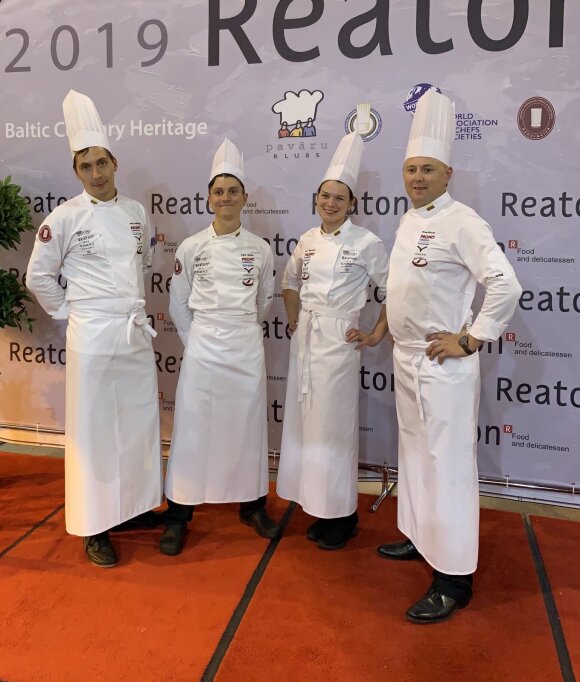 Lietuvos komanda: Vilius Ručinskas, Erikas Janerikas, Toma Piskarskaitė, Tomas Rimydis - Baltic Culinary Heritage 2019