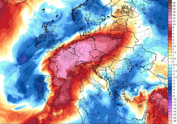 Karščio banga Europoje ir temperatūrų anomalijos. Tropicalbits.com