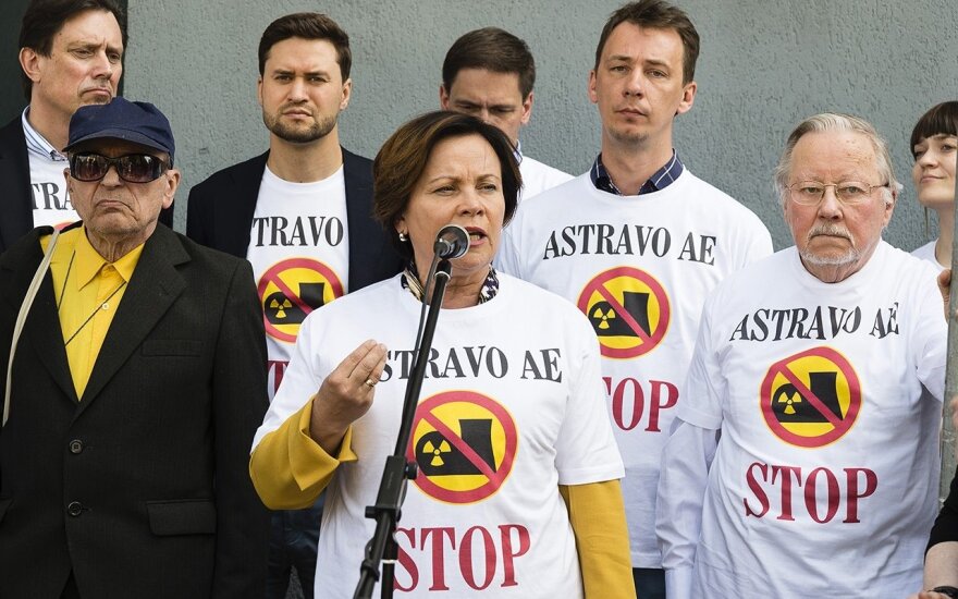 Former Lithuanian Defense Minister Rasa Jukneviciene speaking at protest against Belarusian nuclear plant    Photo © Ludo Segers @ The Lithuania Tribune