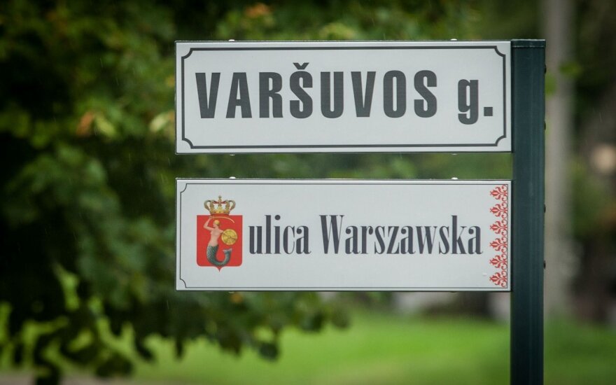 Warsaw str. sign in Polish in Vilnius