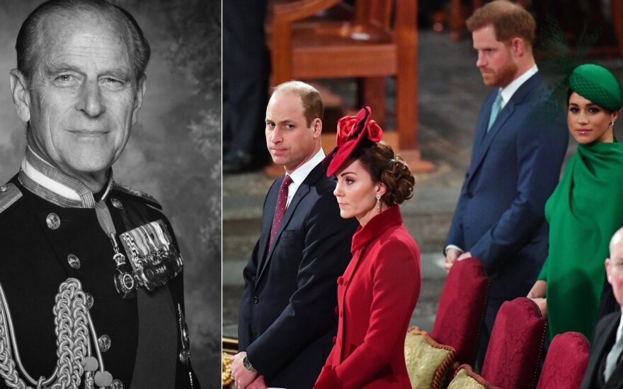 Princas Philipas, princai Williamas ir Harry su žmonomis