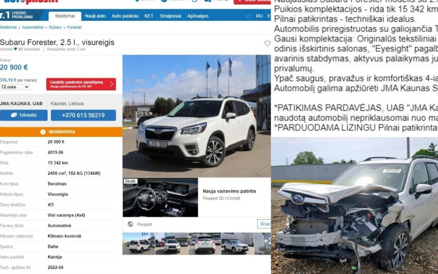 Kaip reikiant nustebo: JAV sudaužytą automobilį atstovybė parduoda kaip „techniškai idealų“