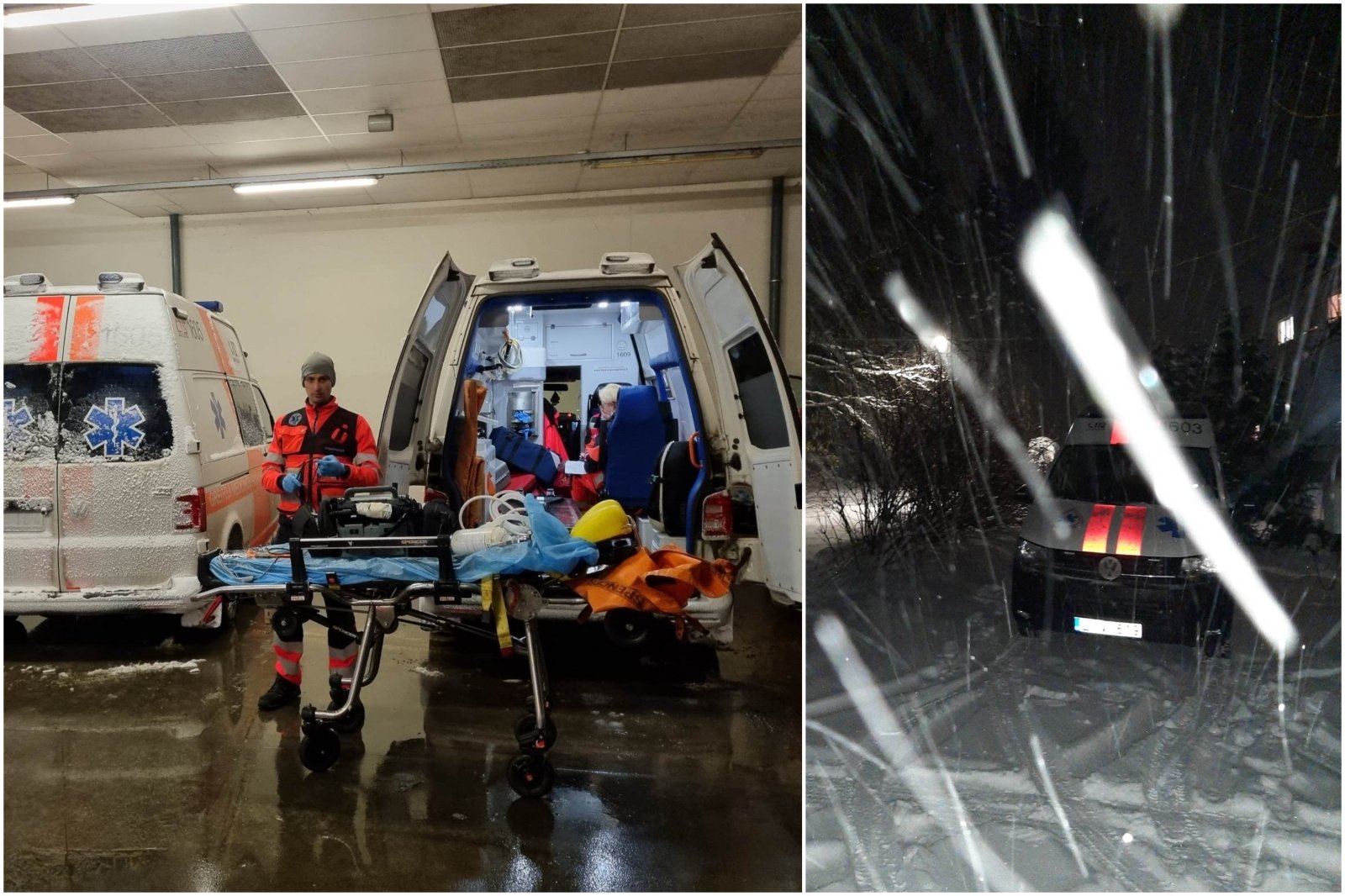 I Kaunas-distriktet hadde legene en vanskelig oppgave: under en snøstorm reddet de en mann som hadde kollapset i to og ikke hadde tegn til liv.